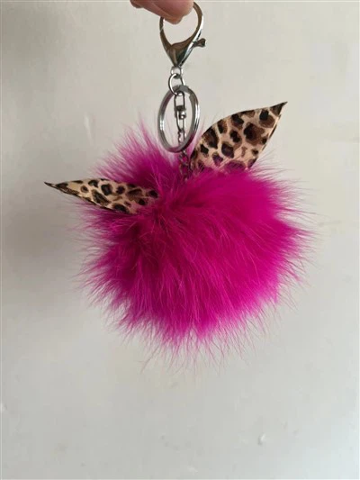 पोम पोम यूनिकॉर्न कीचेन कस्टम फर मिनी आलीशान पशु खिलौना